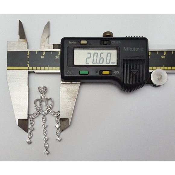 Beautiful 18K Karat Solid White Gold Drop Dangle Round Cut Diamond Charm Pendant - Picture 12 of 13